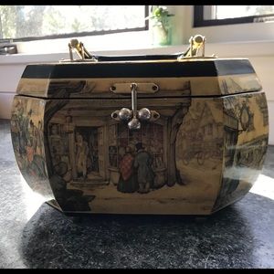 Vintage 1960’s Decoupage Woden Purse